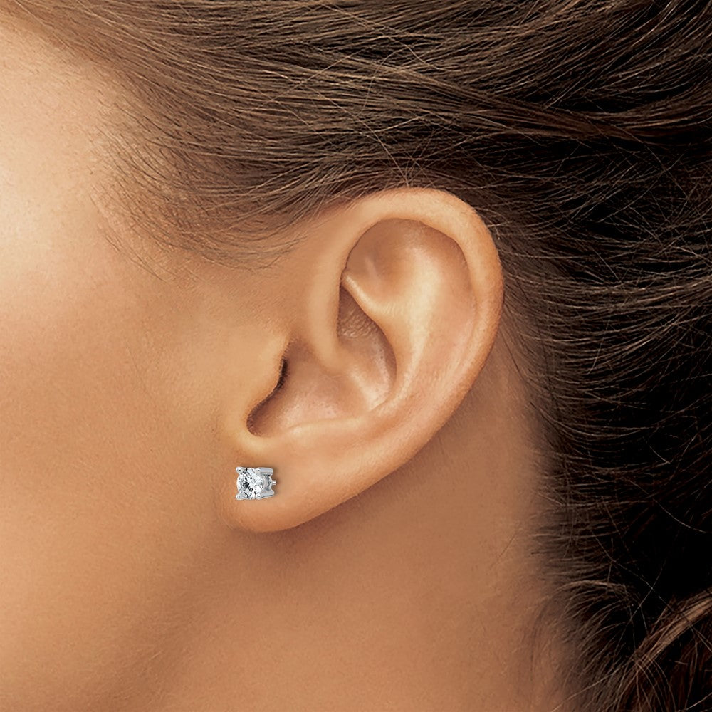 14k White Gold 3/4 carat Certified Lab Grown Diamond VS/SI+ G+ Round Complete Four Prong Screwback Heavyweight Stud Earrings