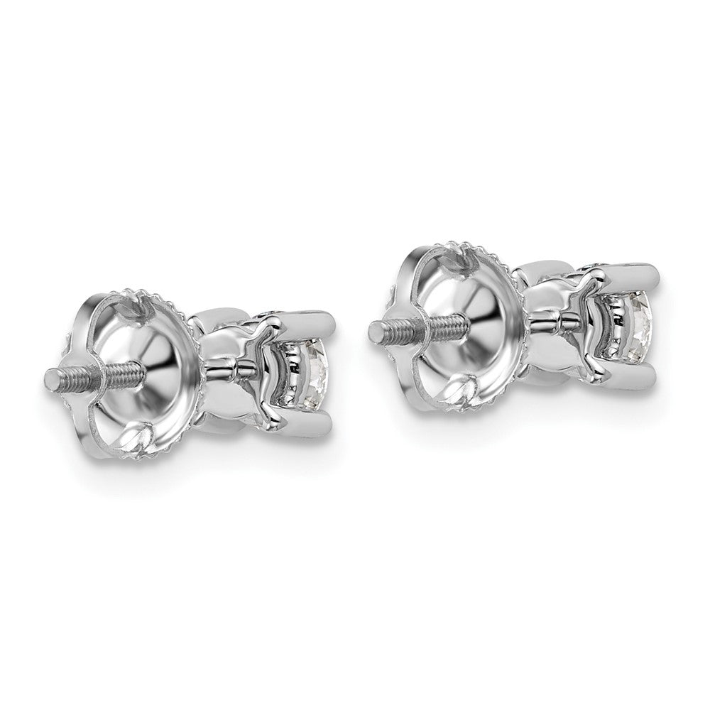 14k White Gold 3/4 carat Certified Lab Grown Diamond VS/SI+ G+ Round Complete Four Prong Screwback Heavyweight Stud Earrings
