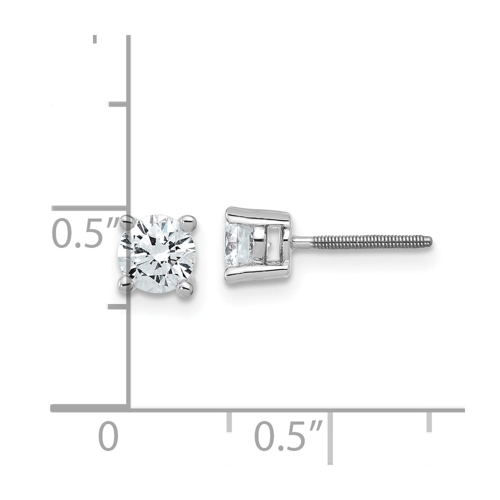 14k White Gold 3/4 carat Lab Grown Diamond VS/SI+ G+ Round Complete Four Prong Screwback Heavyweight Stud Earrings