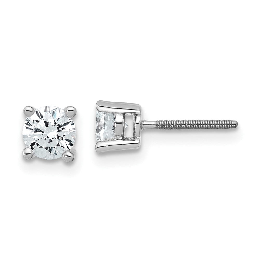 14k White Gold 3/4 carat Certified Lab Grown Diamond VS/SI+ G+ Round Complete Four Prong Screwback Heavyweight Stud Earrings