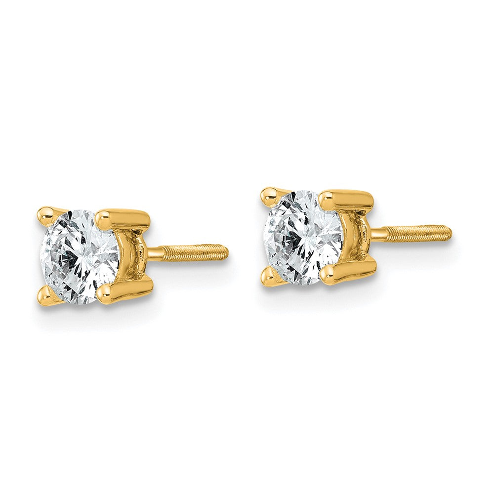 14k 3/4 carat Lab Grown Diamond VS+ F+ Round Complete Four Prong Screwback Heavyweight Stud Earrings
