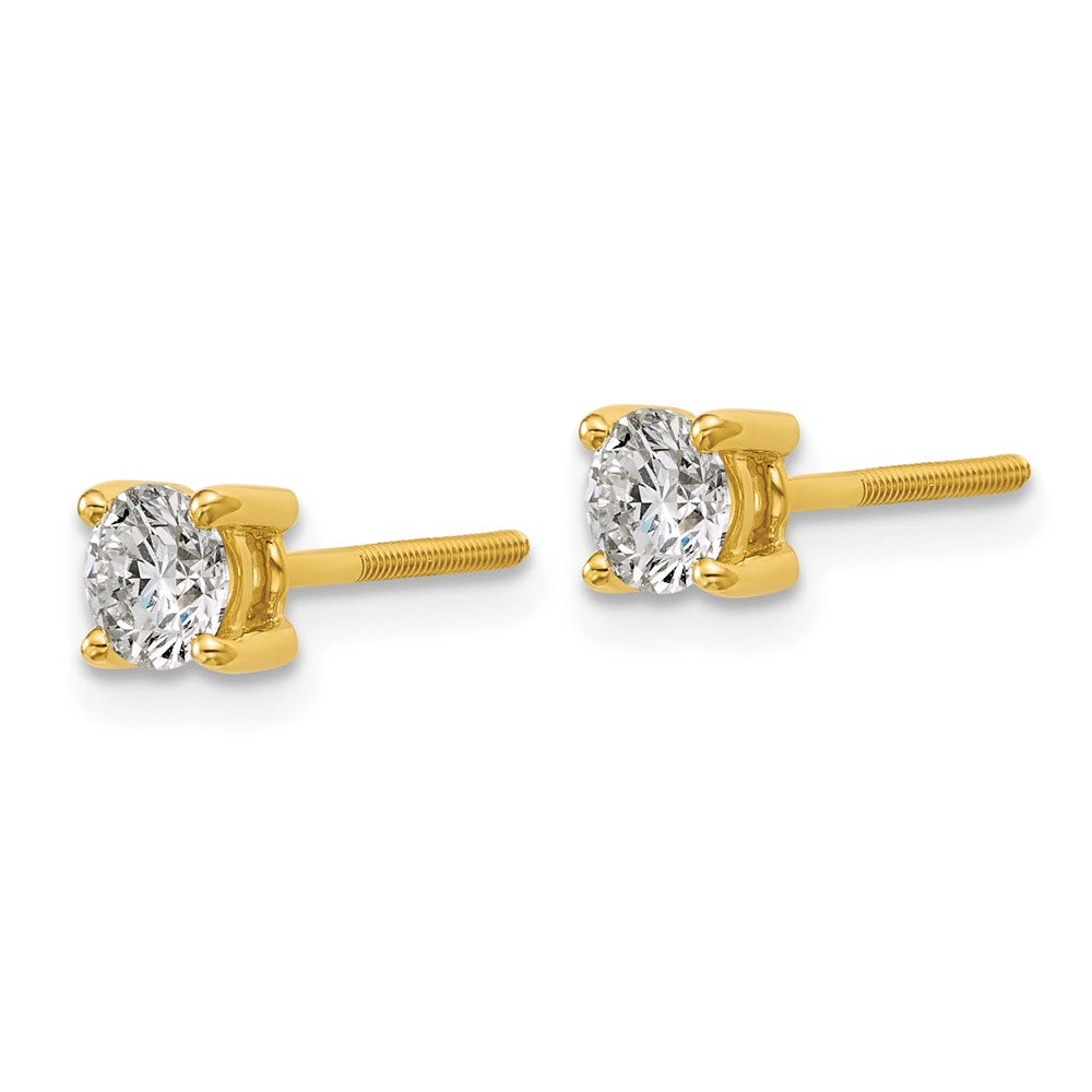 14k 3/4 carat Certified Lab Grown Diamond VS/SI+ G+ Round Complete Four Prong Screwback Heavyweight Stud Earrings