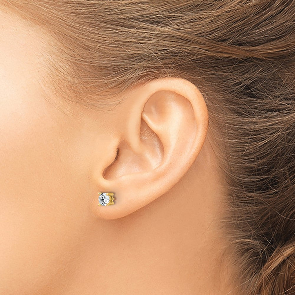 14k 3/4 carat Certified Lab Grown Diamond VS/SI+ G+ Round Complete Four Prong Screwback Heavyweight Stud Earrings