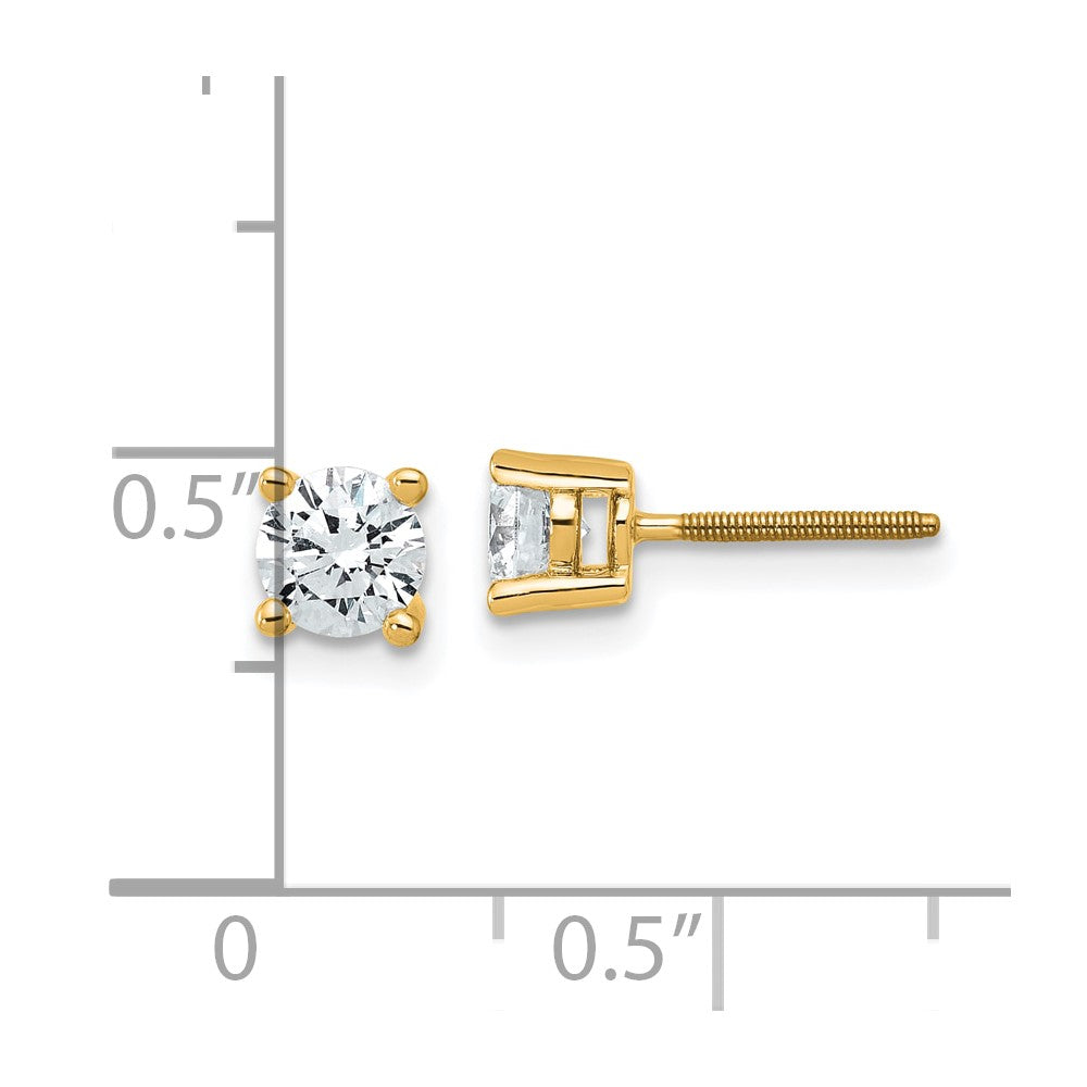 14k 3/4 carat Certified Lab Grown Diamond VS/SI+ G+ Round Complete Four Prong Screwback Heavyweight Stud Earrings