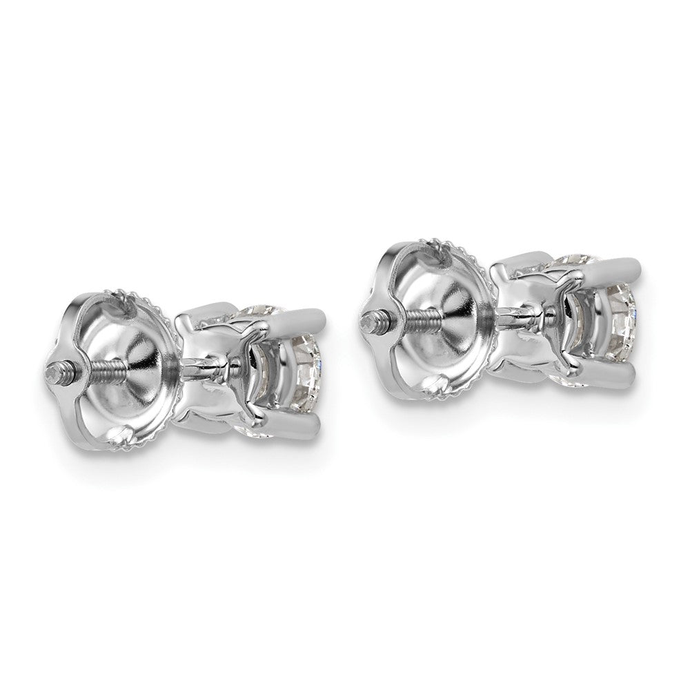 14k White Gold 1 carat Certified Lab Grown Diamond VS+ F+ Round Complete Four Prong Screwback Heavyweight Stud Earrings