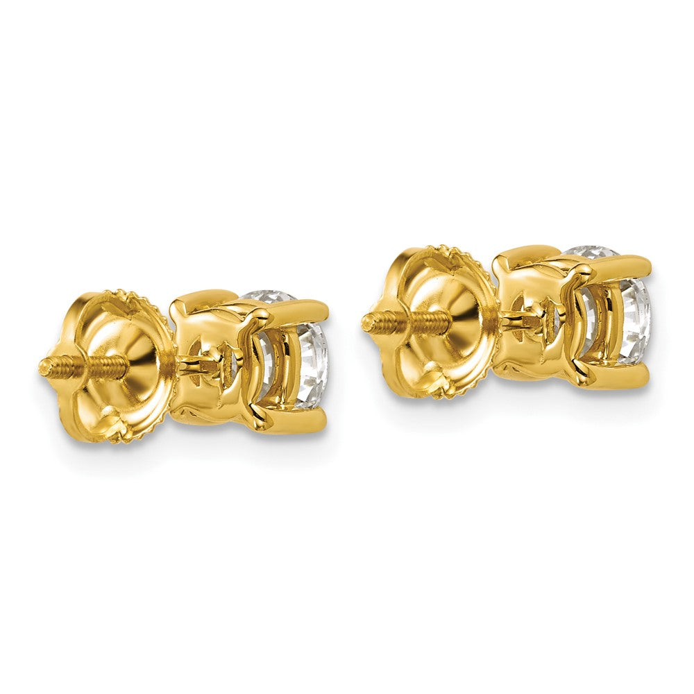 14k 1 1/2 carat Certified Lab Grown Diamond VS/SI+ G+ Round Complete Four Prong Screwback Heavyweight Stud Earrings