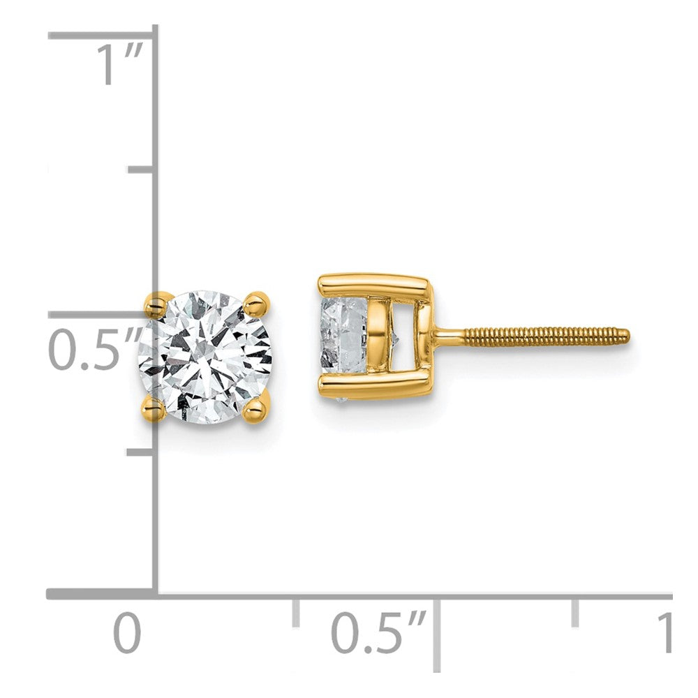 14k 1 1/2 carat Certified Lab Grown Diamond VS/SI+ G+ Round Complete Four Prong Screwback Heavyweight Stud Earrings