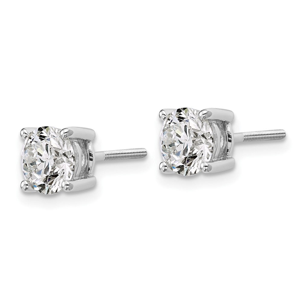 14k White Gold 2 carat Lab Grown Diamond VS/SI+ G+ Round Complete Four Prong Screwback Heavyweight Stud Earrings