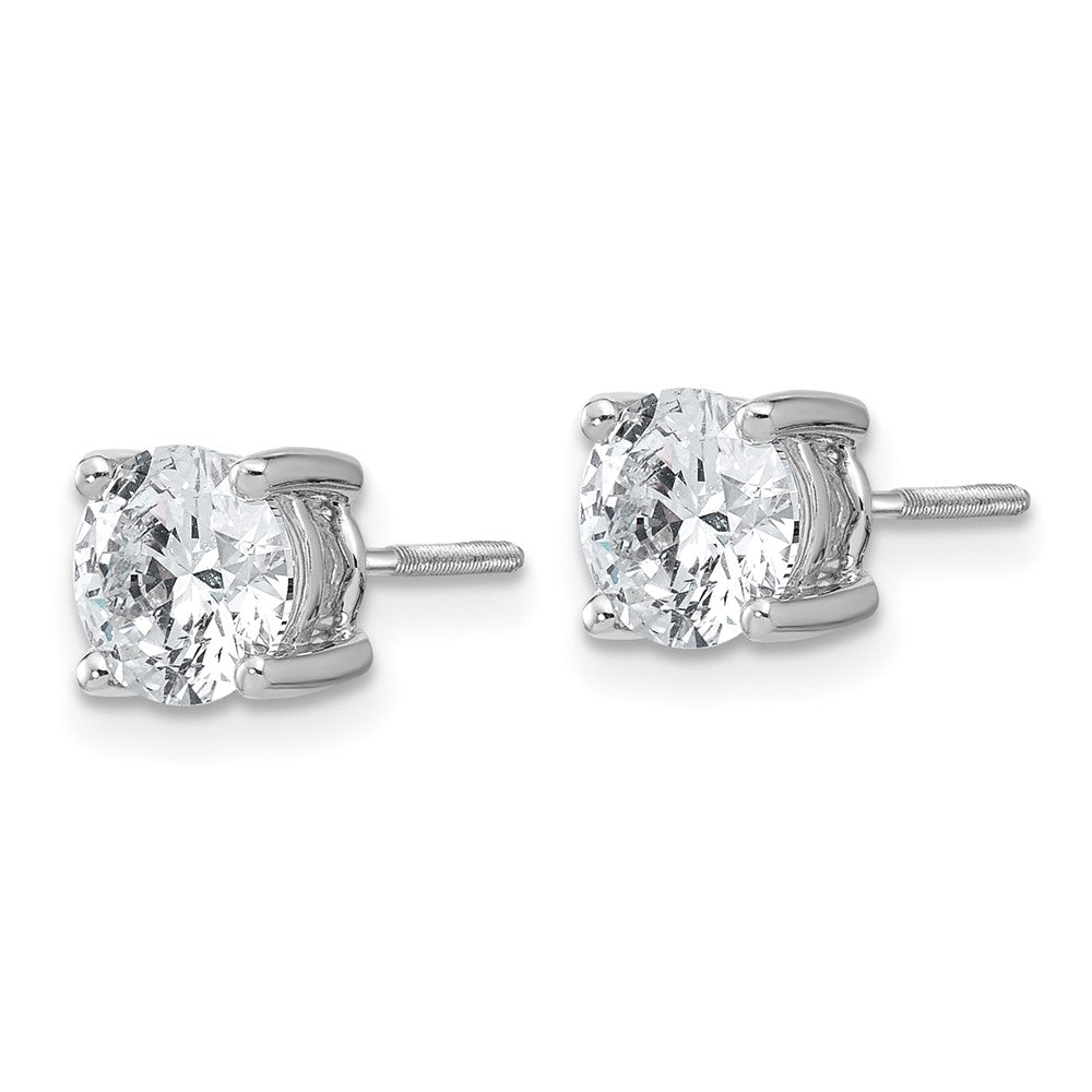 14k White Gold 2 carat Certified Lab Grown Diamond VS+ F+ Round Complete Four Prong Screwback Heavyweight Stud Earrings
