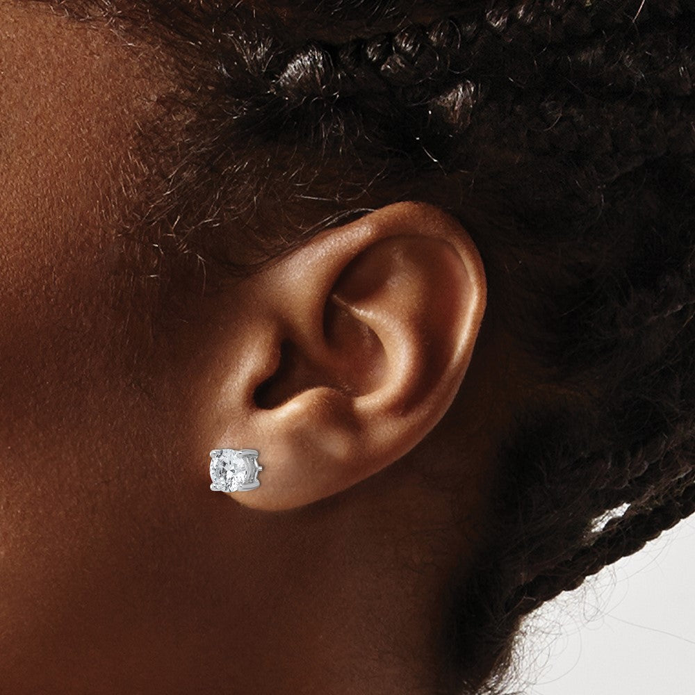 14k White Gold 2 carat Lab Grown Diamond VS/SI+ G+ Round Complete Four Prong Screwback Heavyweight Stud Earrings