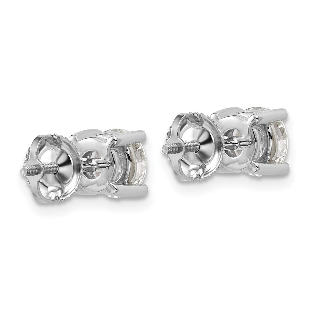 14k White Gold 2 carat Lab Grown Diamond VS/SI+ G+ Round Complete Four Prong Screwback Heavyweight Stud Earrings