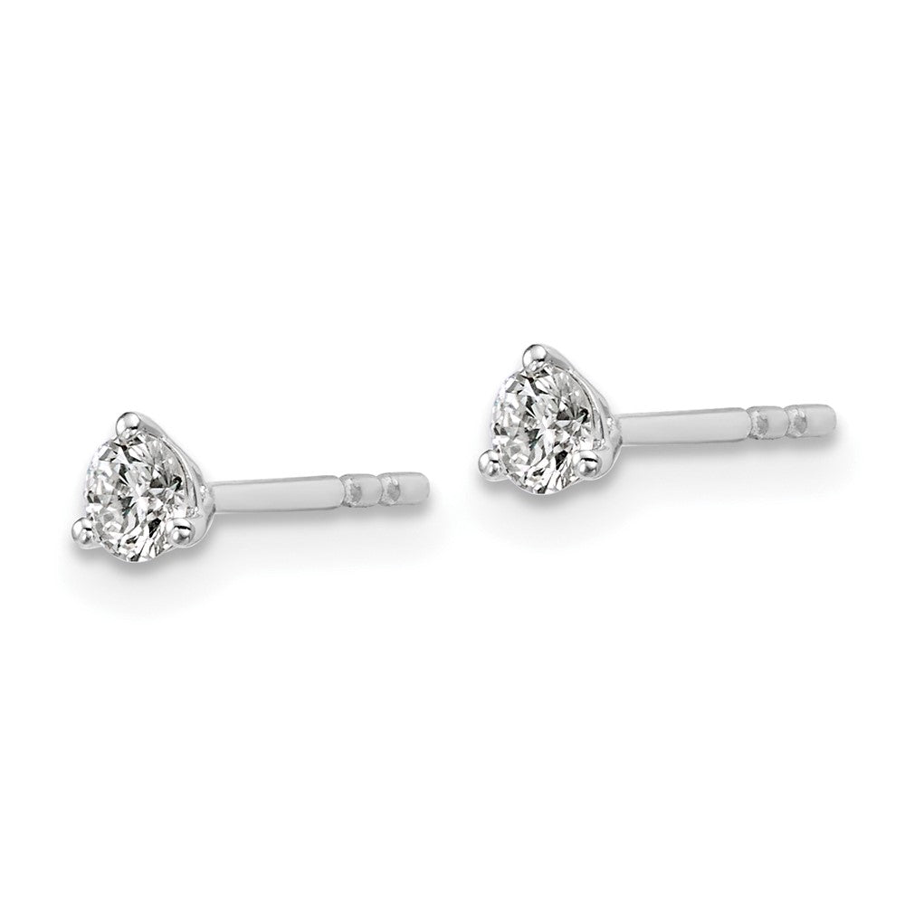 14k White Gold 1/4 carat Lab Grown Diamond VS+ F+ Round Complete Three Prong Stud Earrings