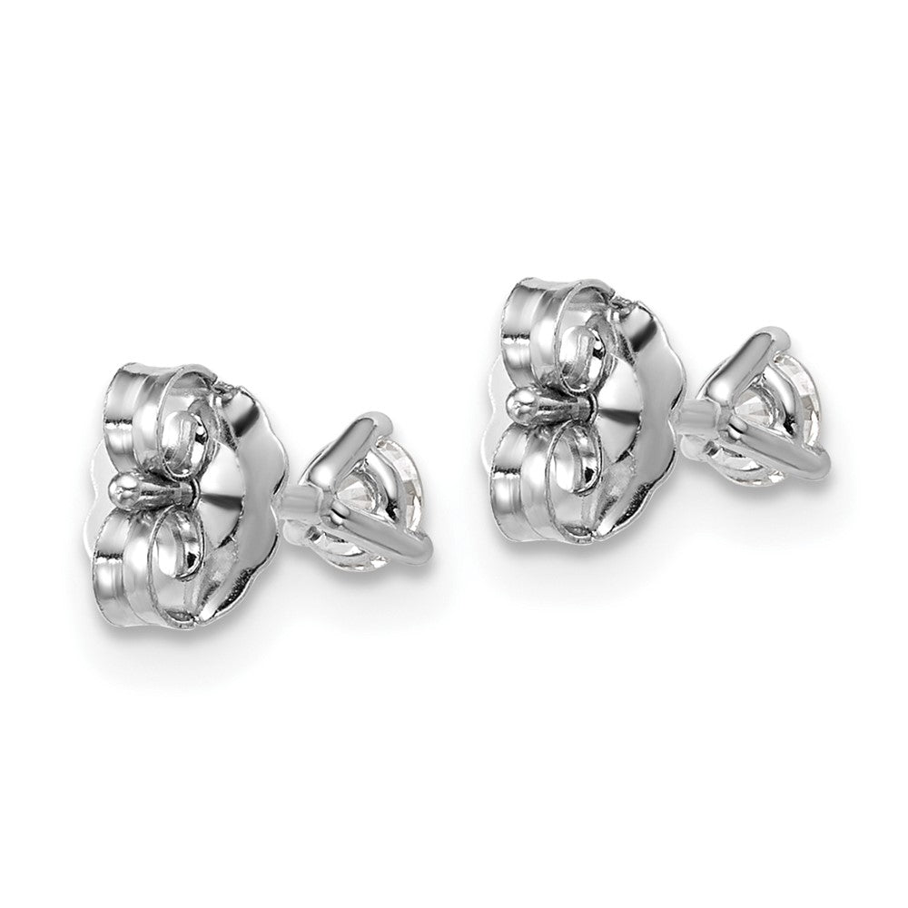 14k White Gold 1/4 carat Lab Grown Diamond VS+ F+ Round Complete Three Prong Stud Earrings