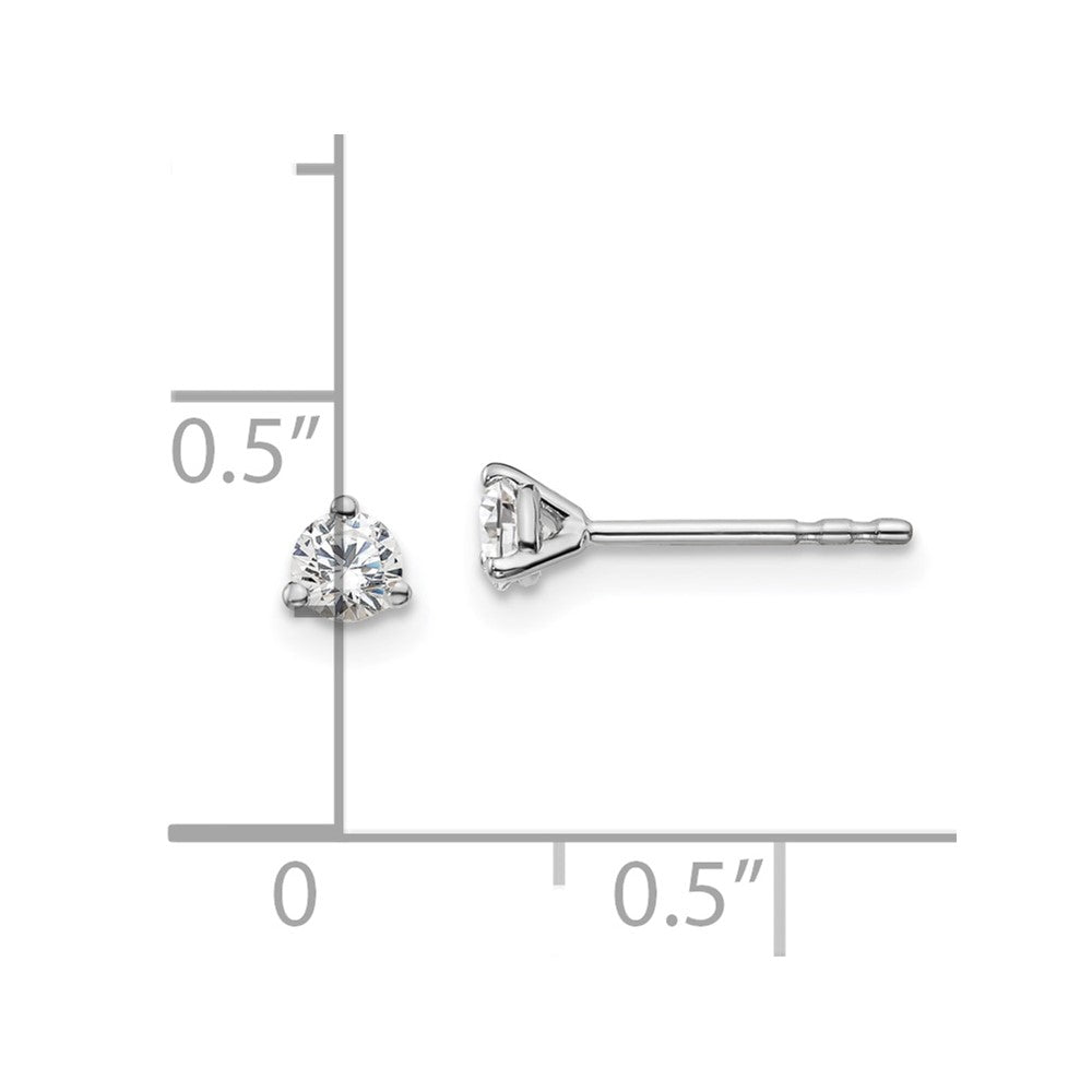 14k White Gold 1/4 carat Lab Grown Diamond VS+ F+ Round Complete Three Prong Stud Earrings