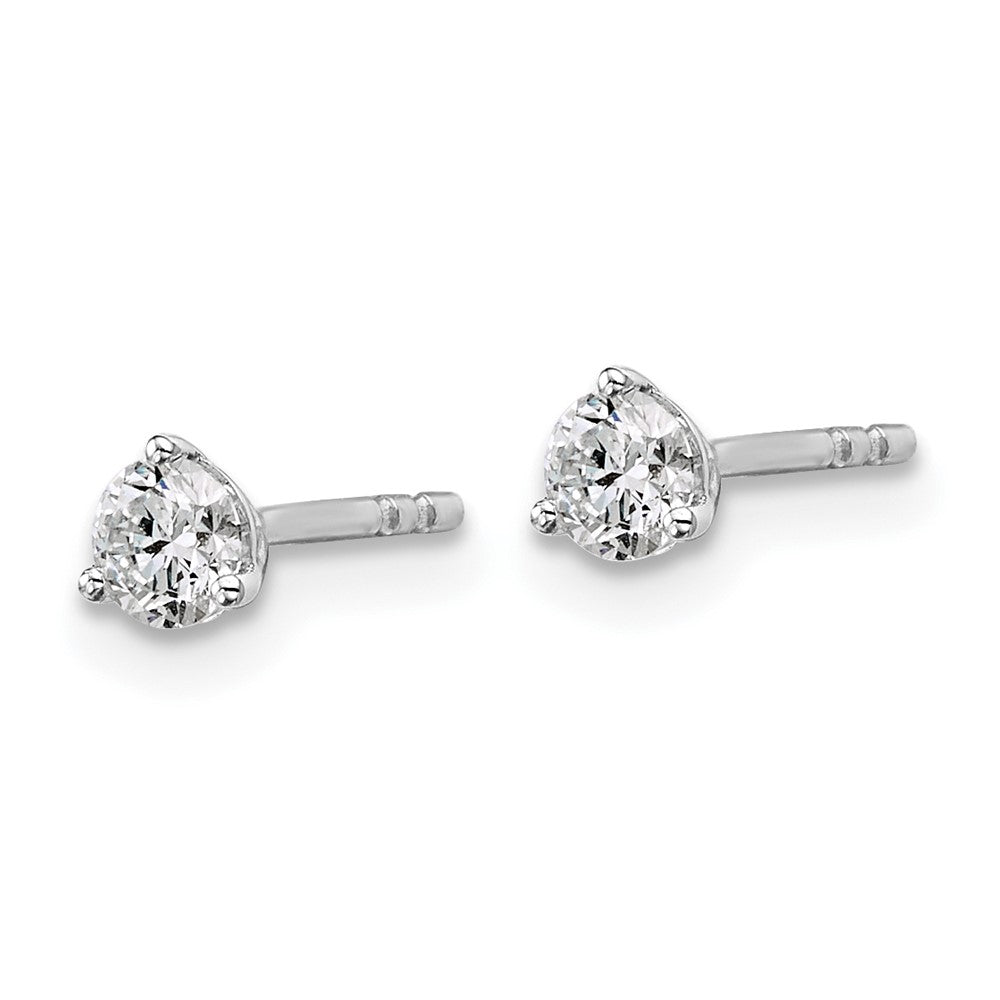 14k White Gold 1/3 carat Certified Lab Grown Diamond VS+ F+ Round Complete Three Prong Stud Earrings
