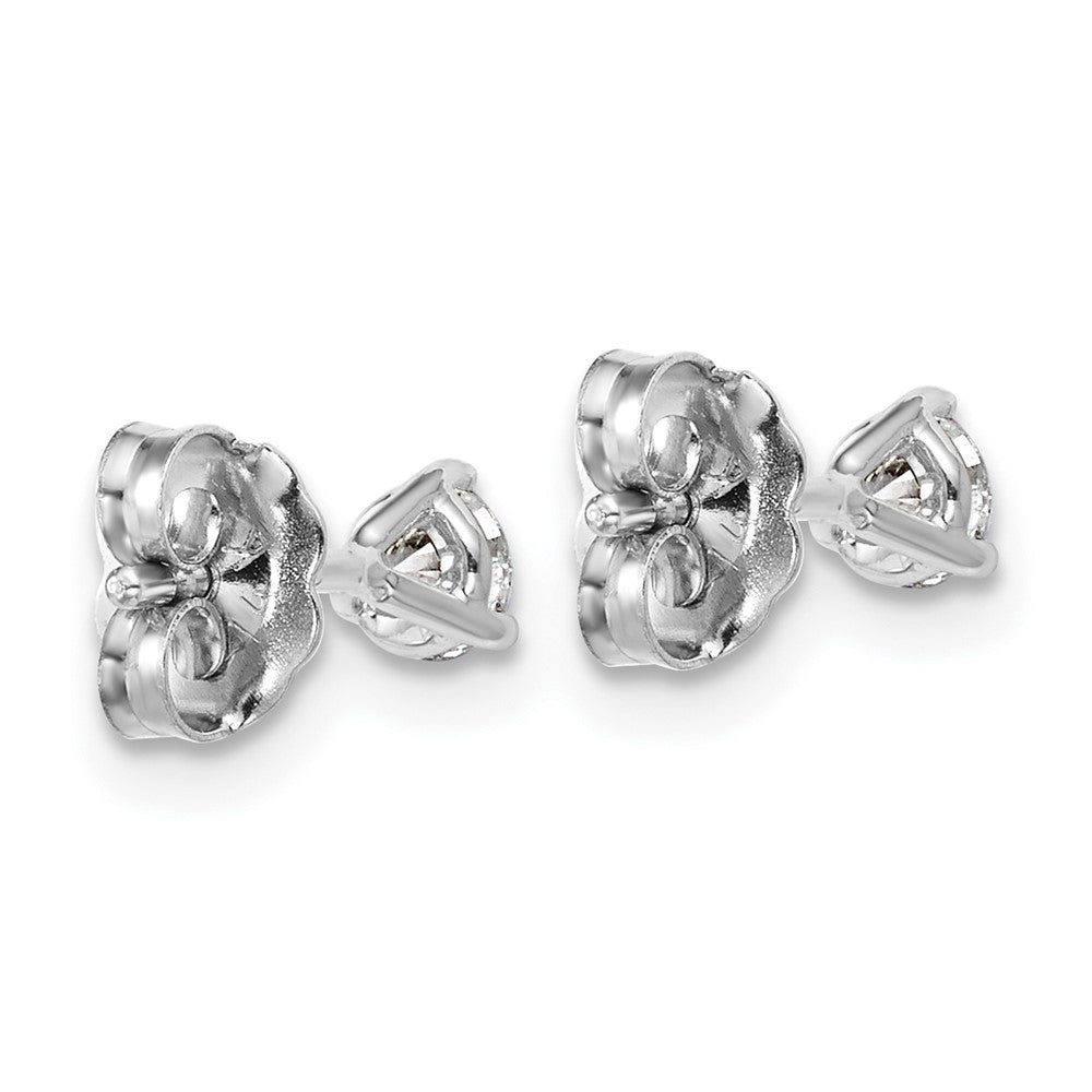 14k White Gold 1/3 carat Certified Lab Grown Diamond VS+ F+ Round Complete Three Prong Stud Earrings