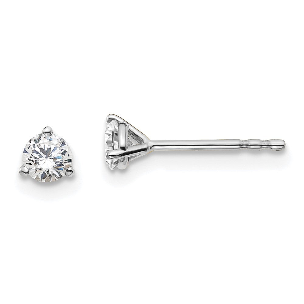 14k White Gold 1/3 carat Certified Lab Grown Diamond VS+ F+ Round Complete Three Prong Stud Earrings