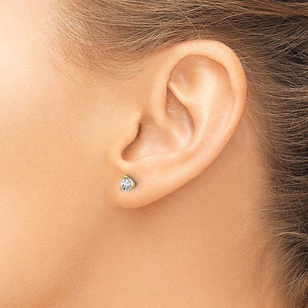14k 1/3 carat Lab Grown Diamond VS/SI+ G+ Round Complete Three Prong Stud Earrings