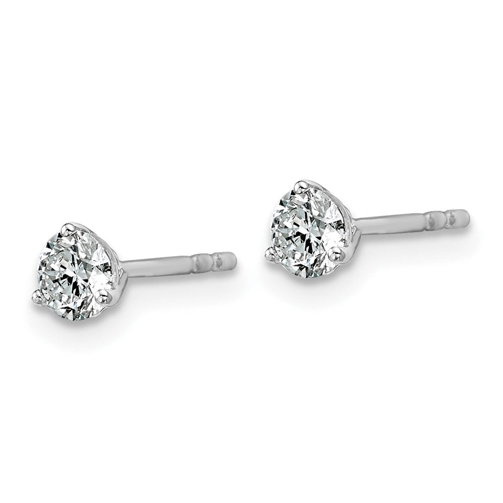 14k White Gold 1/2 carat Lab Grown Diamond VS+ F+ Round Complete Three Prong Stud Earrings