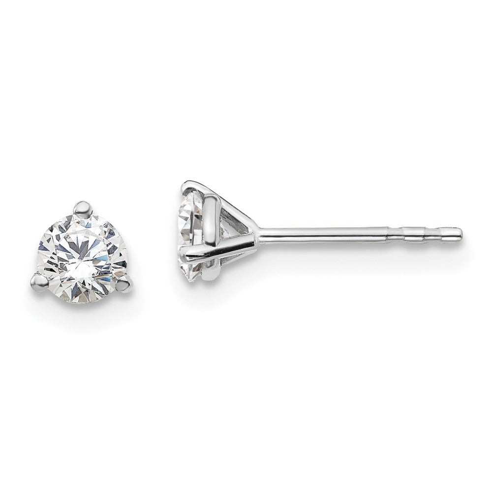 14k White Gold 1/2 carat Lab Grown Diamond VS+ F+ Round Complete Three Prong Stud Earrings