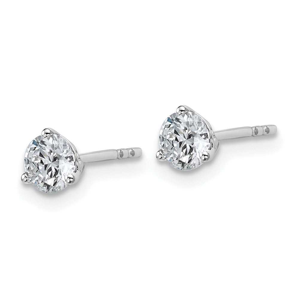 14k White Gold 5/8 carat Lab Grown Diamond VS+ F+ Round Complete Three Prong Stud Earrings