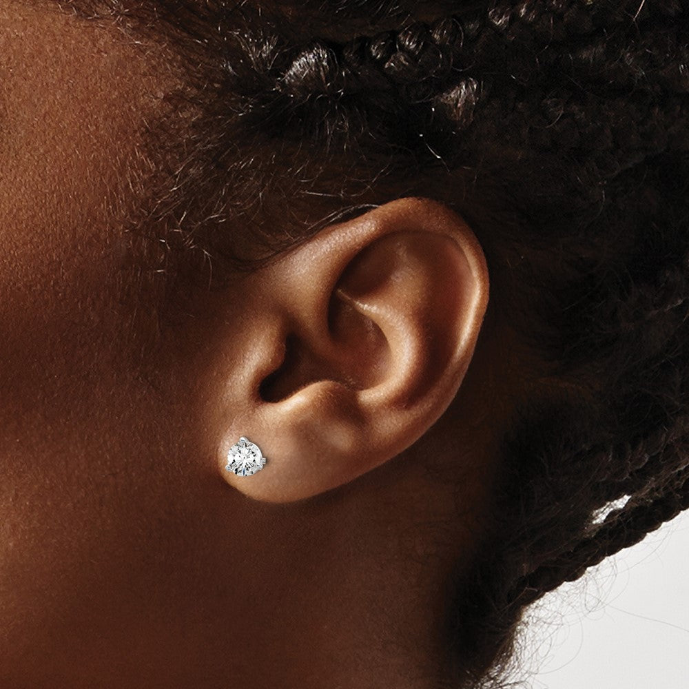 14k White Gold 5/8 carat Lab Grown Diamond VS/SI+ G+ Round Complete Three Prong Stud Earrings