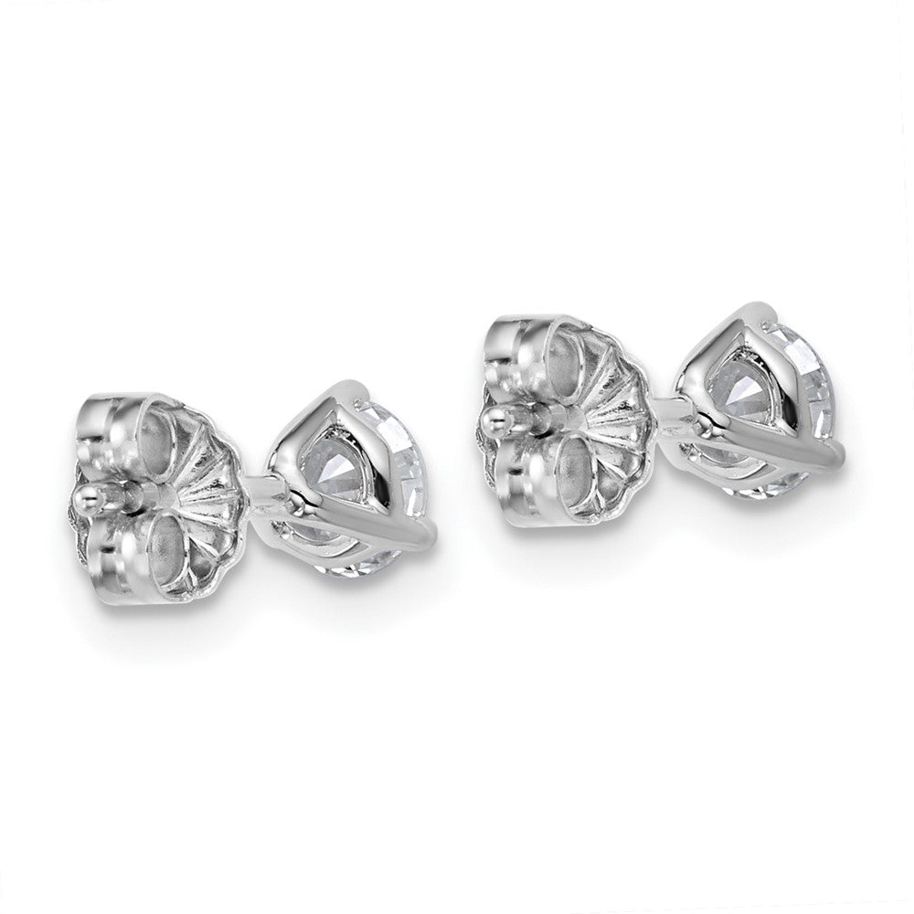 14k White Gold 5/8 carat Lab Grown Diamond VS+ F+ Round Complete Three Prong Stud Earrings