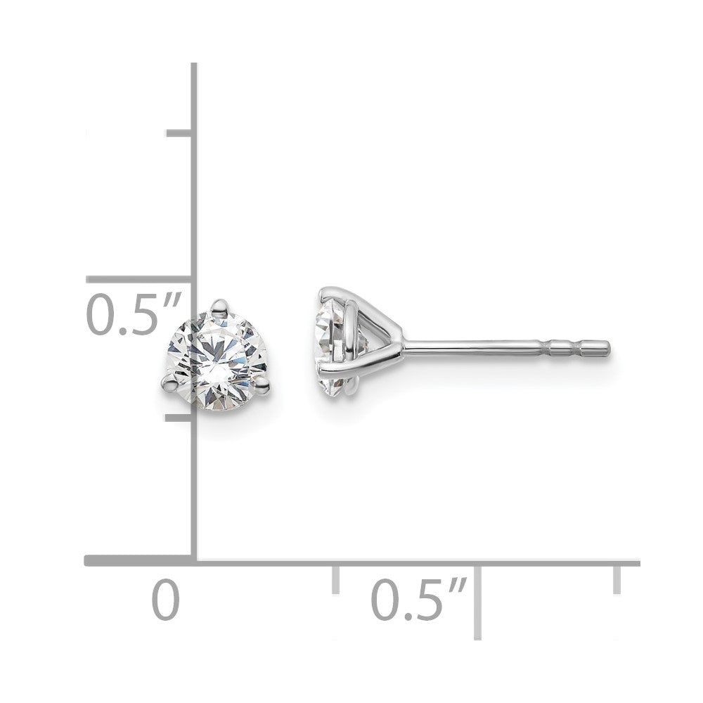 14k White Gold 5/8 carat Lab Grown Diamond VS/SI+ G+ Round Complete Three Prong Stud Earrings