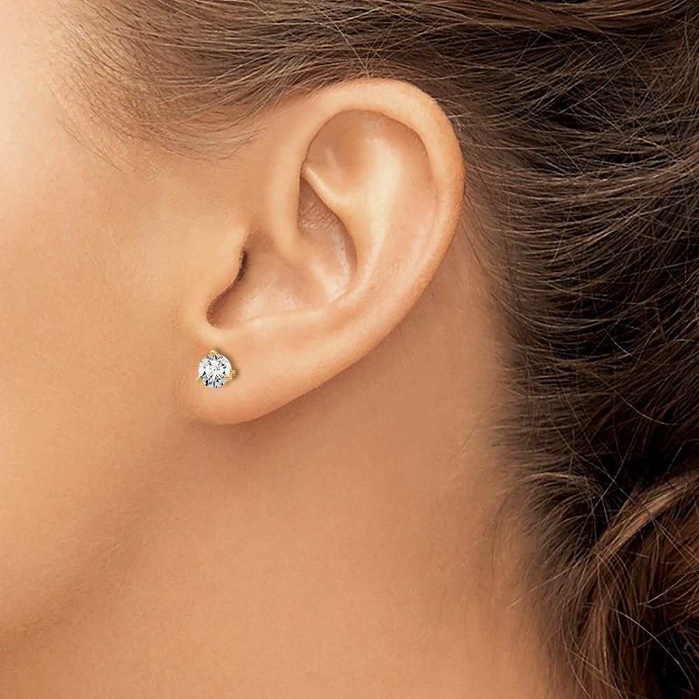 14k 5/8 carat Certified Lab Grown Diamond VS+ F+ Round Complete Three Prong Stud Earrings