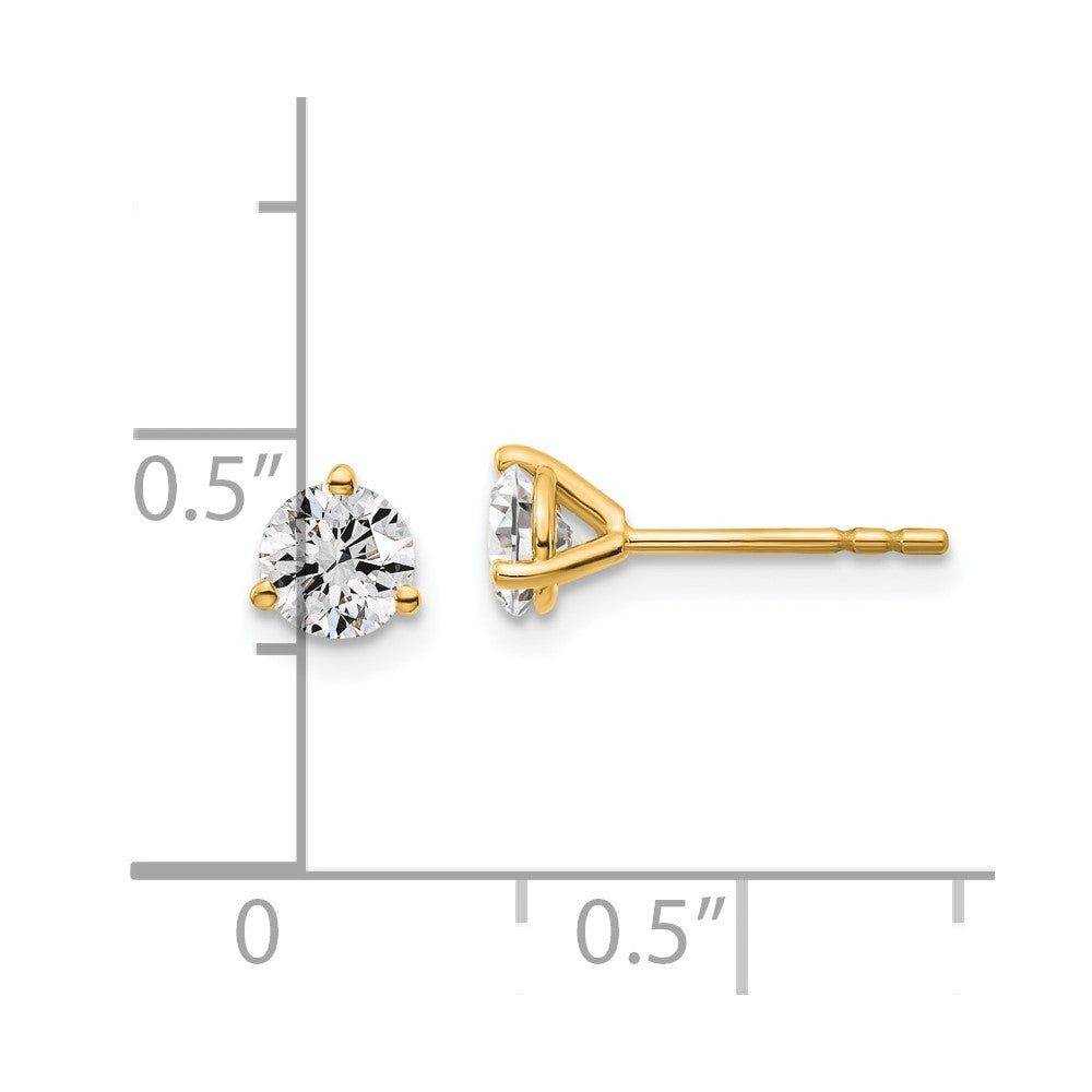 14k 5/8 carat Certified Lab Grown Diamond VS+ F+ Round Complete Three Prong Stud Earrings