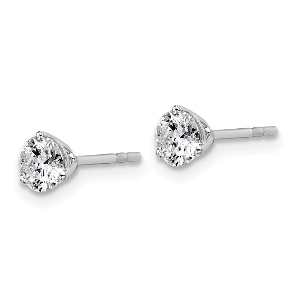 14k White Gold 3/4 carat Certified Lab Grown Diamond VS/SI+ G+ Round Complete Three Prong Stud Earrings