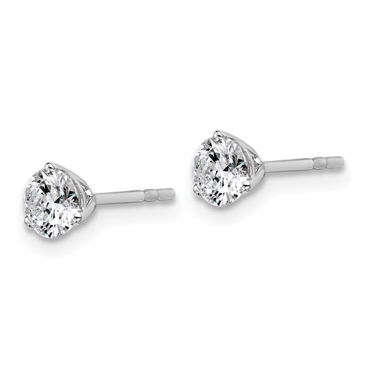 14k White Gold 3/4 carat Certified Lab Grown Diamond VS/SI+ G+ Round Complete Three Prong Stud Earrings