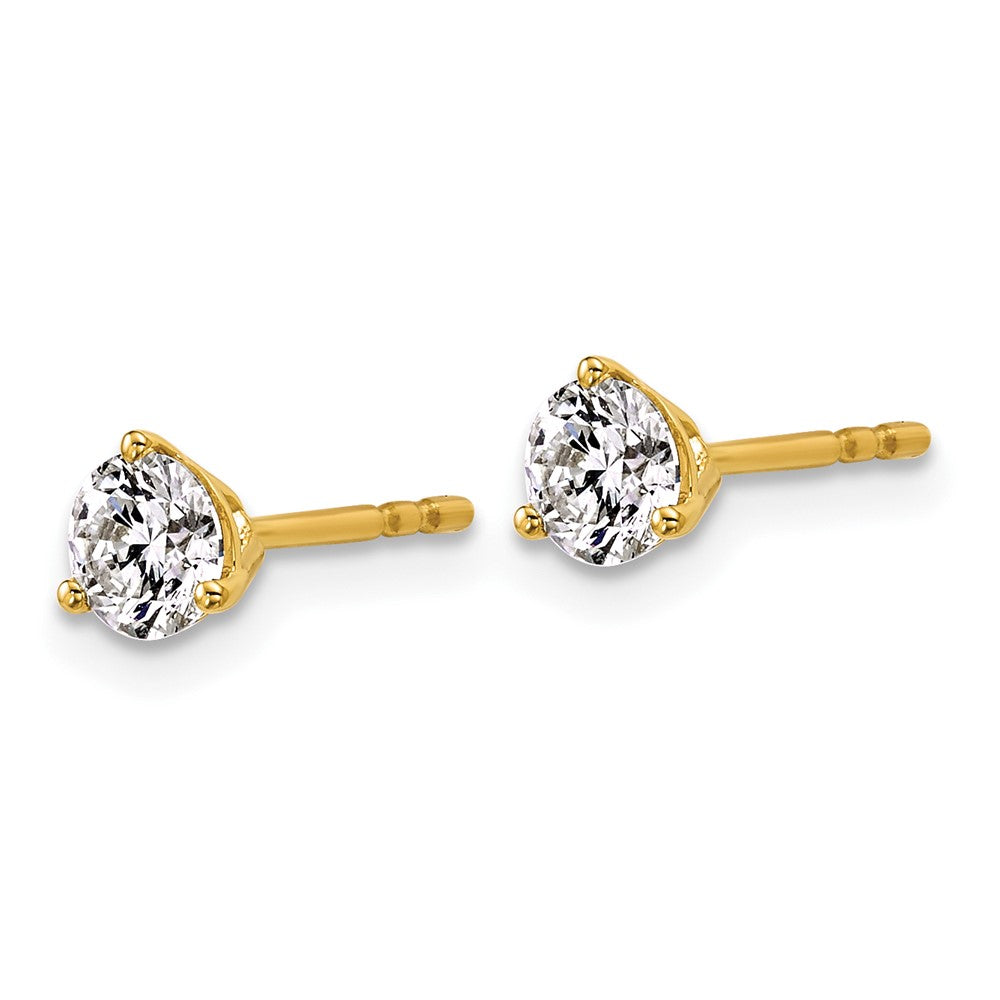 14k 3/4 carat Certified Lab Grown Diamond VS+ F+ Round Complete Three Prong Stud Earrings
