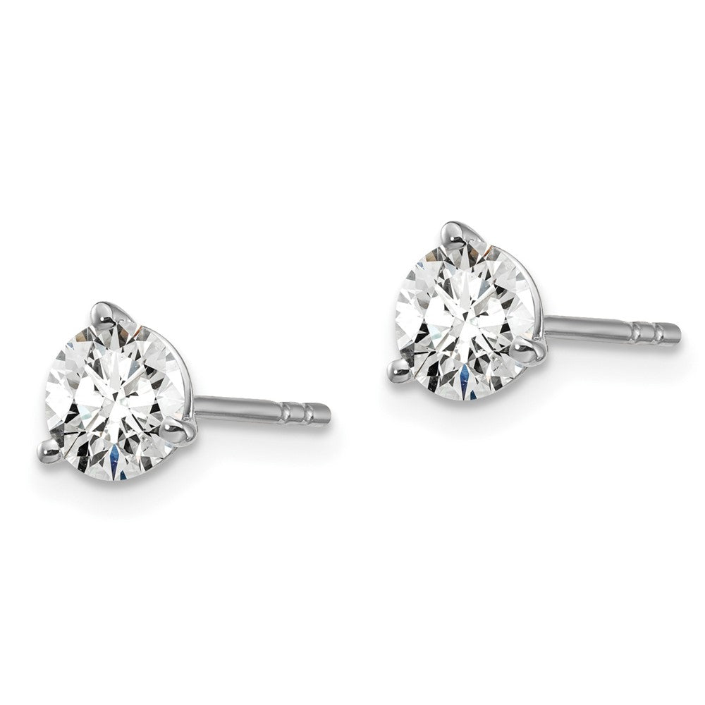 14k White Gold 1 carat Lab Grown Diamond VS/SI+ G+ Round Complete Three Prong Stud Earrings