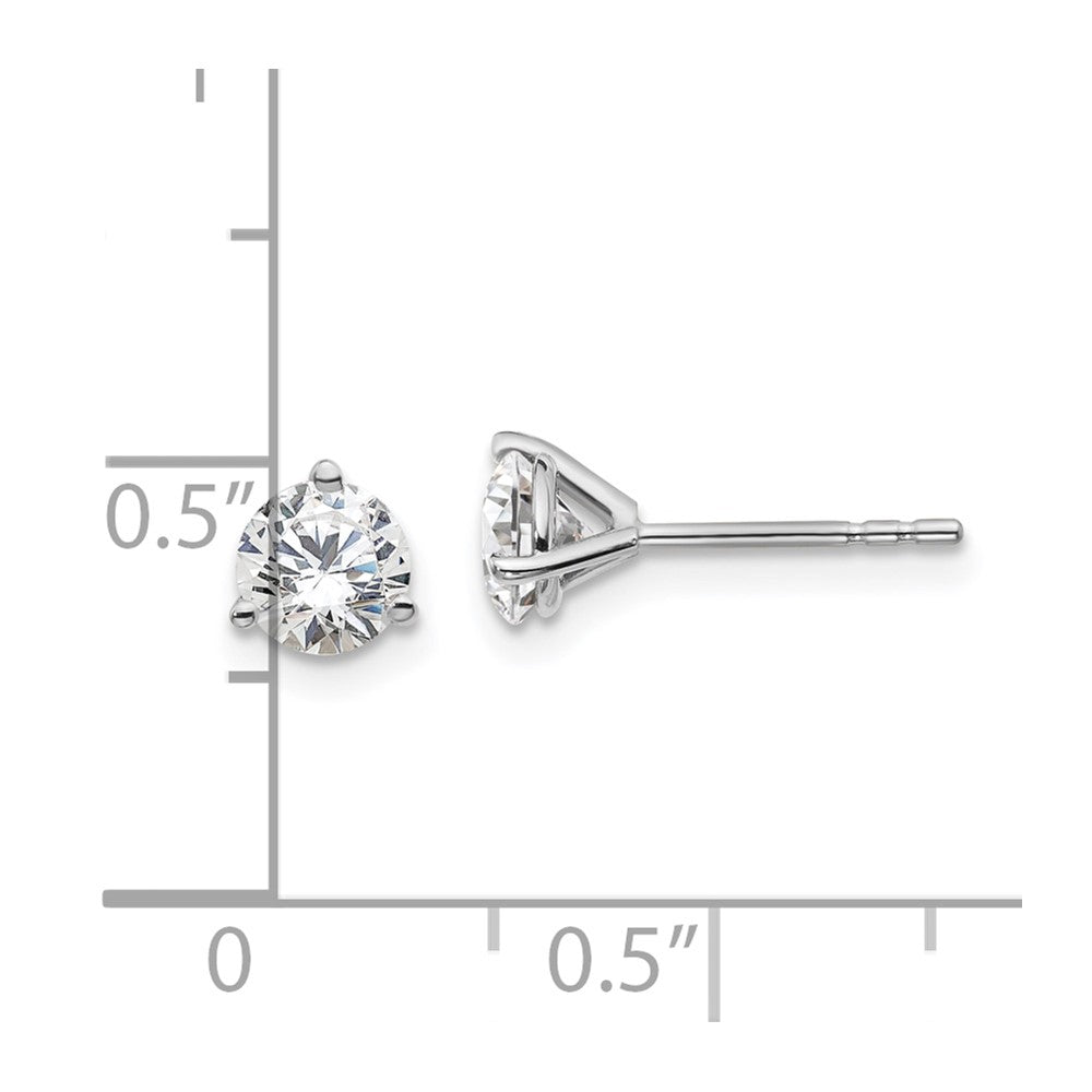 14k White Gold 1 carat Lab Grown Diamond VS/SI+ G+ Round Complete Three Prong Stud Earrings