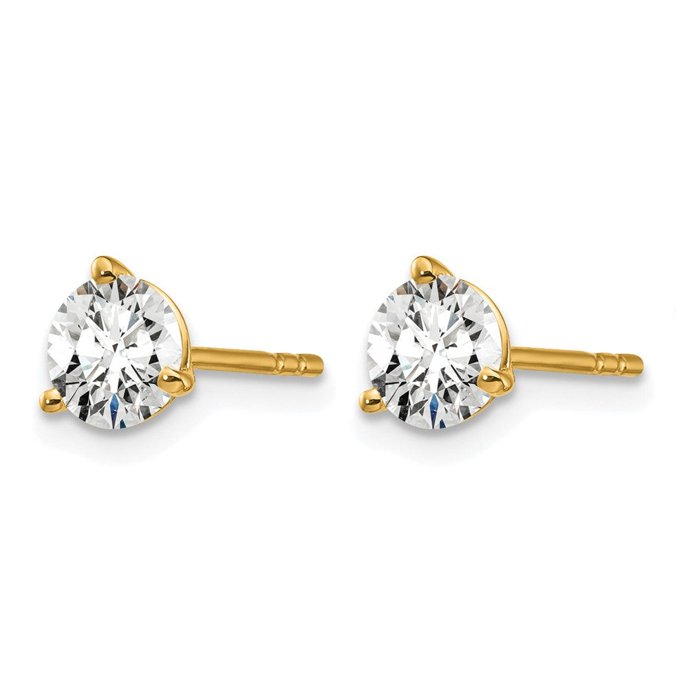 14k 1 carat Certified Lab Grown Diamond VS+ F+ Round Complete Three Prong Stud Earrings