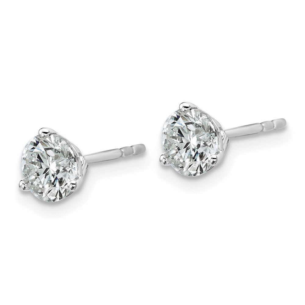 14k White Gold 1 3/4 carat Lab Grown Diamond VS+ F+ Round Three Prong Complete Stud Earrings