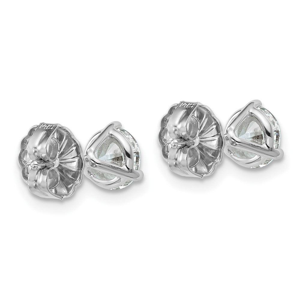 14k White Gold 1 3/4 carat Lab Grown Diamond VS/SI+ G+ Round Three Prong Complete Stud Earrings