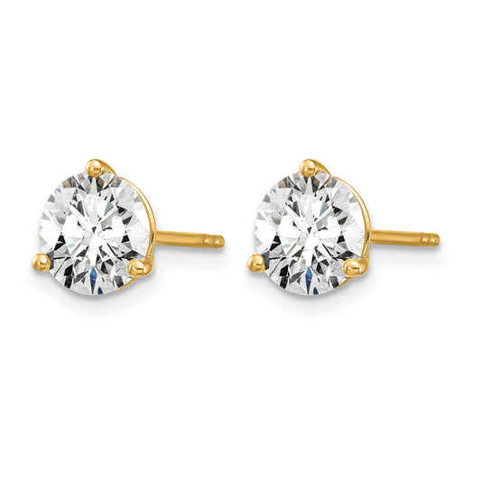 14k 1 1/2 carat Certified Lab Grown Diamond VS+ F+ Round Complete Three Prong Stud Earrings