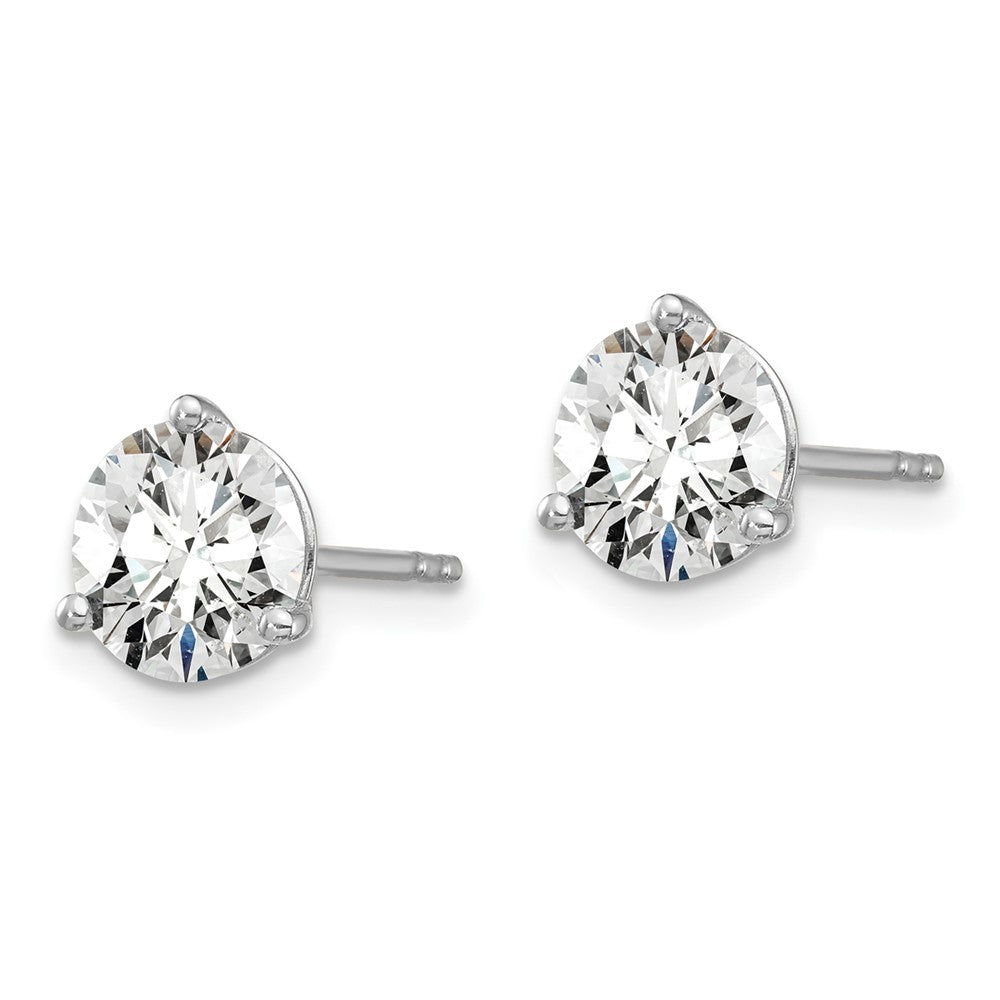14k White Gold 5 carat Lab Grown Diamond VS/SI+ G+ Round Complete Three Prong Stud Earrings