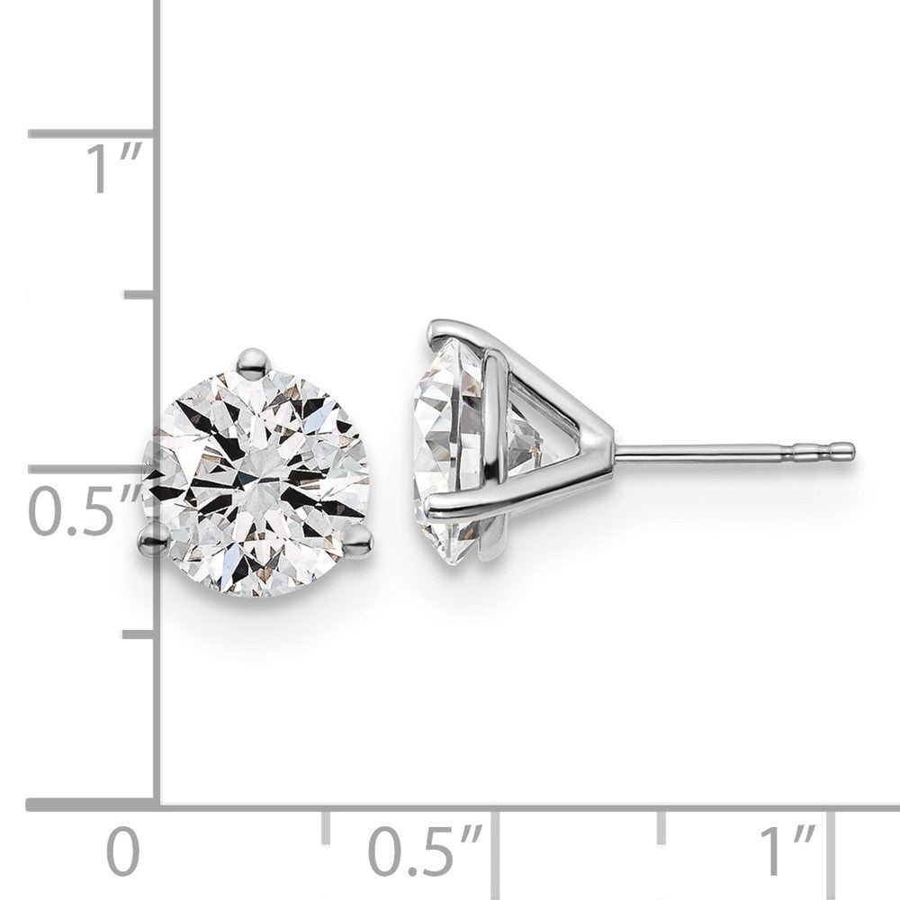 14k White Gold 5 carat Lab Grown Diamond VS/SI+ G+ Round Complete Three Prong Stud Earrings