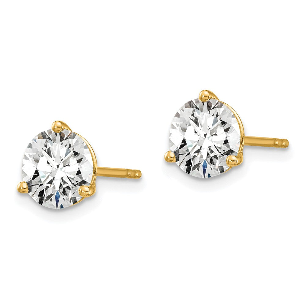 14k 5 carat Lab Grown Diamond VS/SI+ G+ Round Complete Three Prong Stud Earrings