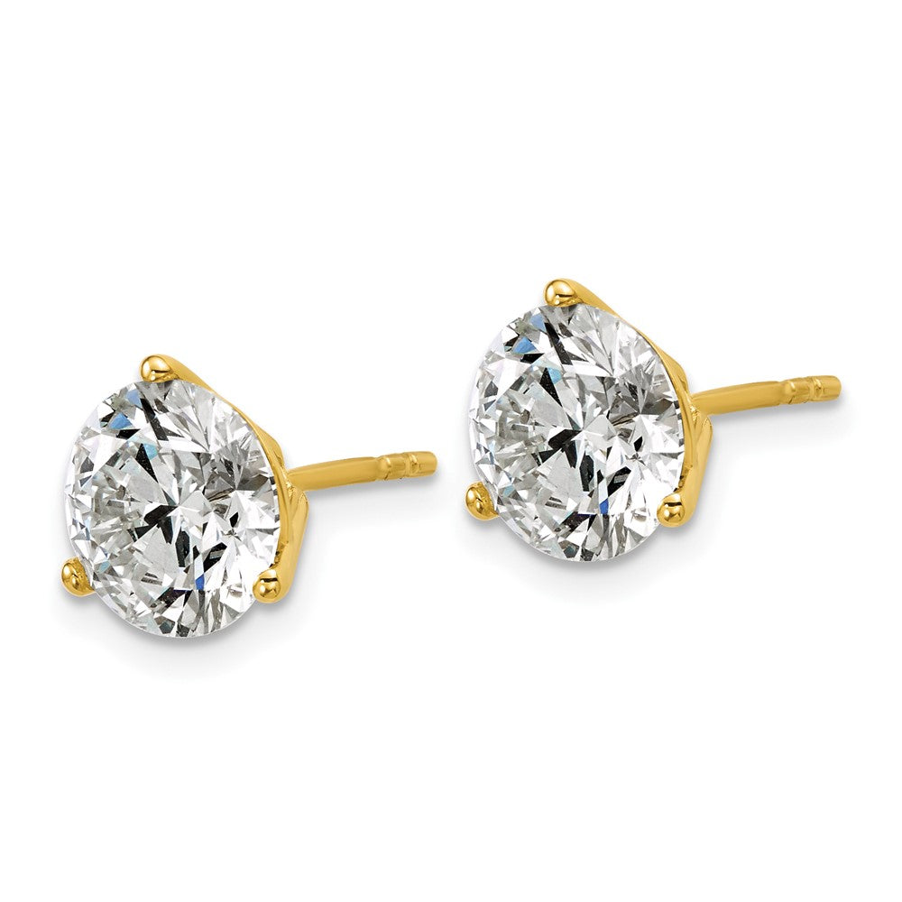 14k 5 carat Lab Grown Diamond VS+ F+ Round Complete Three Prong Stud Earrings