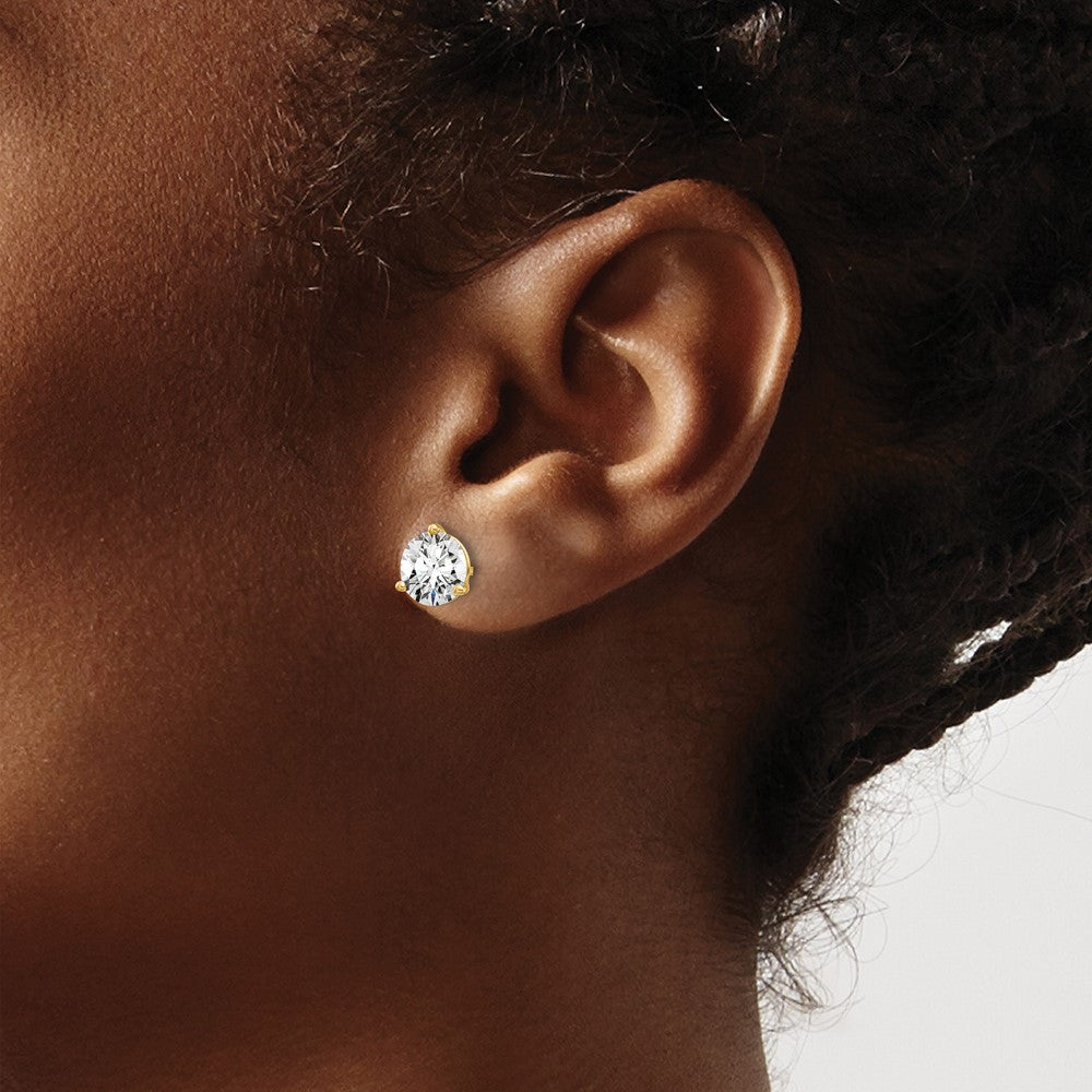 14k 5 carat Lab Grown Diamond VS/SI+ G+ Round Complete Three Prong Stud Earrings