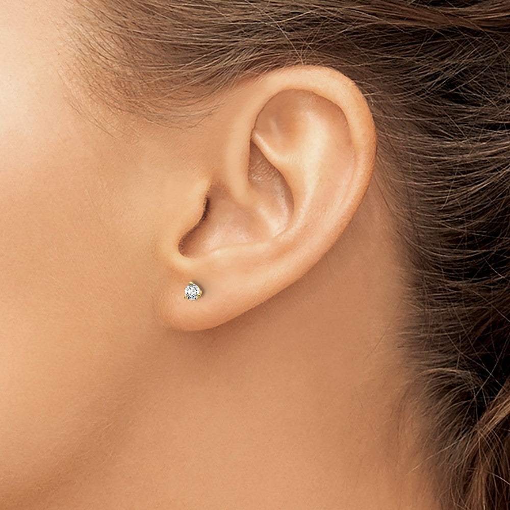 14k 1/4 carat Lab Grown Diamond VS/SI+ G+ Round Complete Three Prong Screwback Stud Earrings