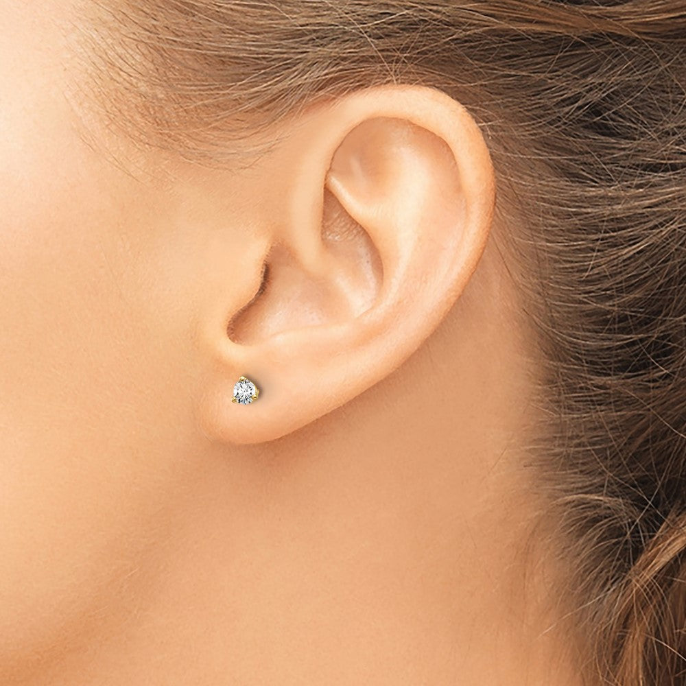 14k 1/3 carat Lab Grown Diamond VS/SI+ G+ Round Complete Three Prong Screwback Stud Earrings