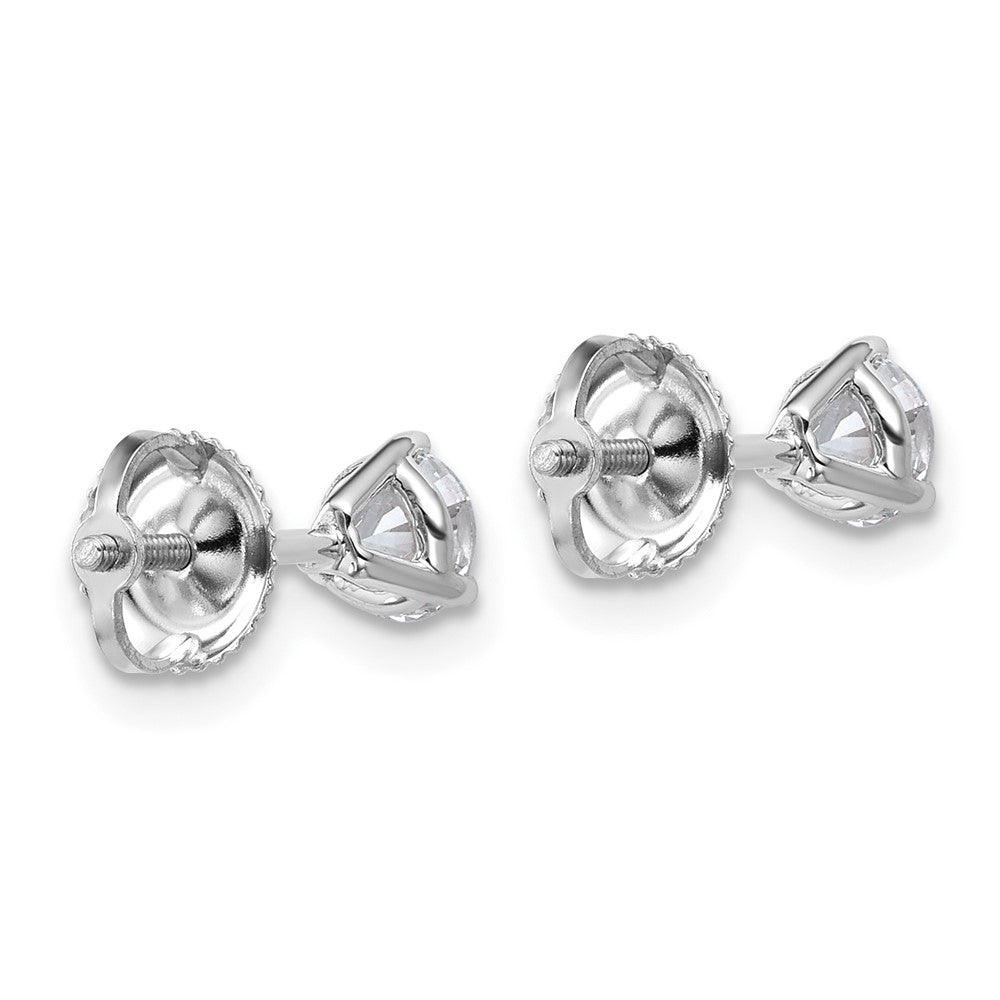 14k White Gold 5/8 carat Certified Lab Grown Diamond VS/SI+ G+ Round Complete Three Prong Screwback Stud Earrings