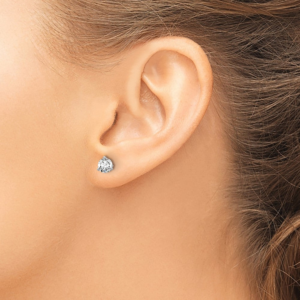14k White Gold 3/4 carat Certified Lab Grown Diamond VS/SI+ G+ Round Complete Three Prong Screwback Stud Earrings