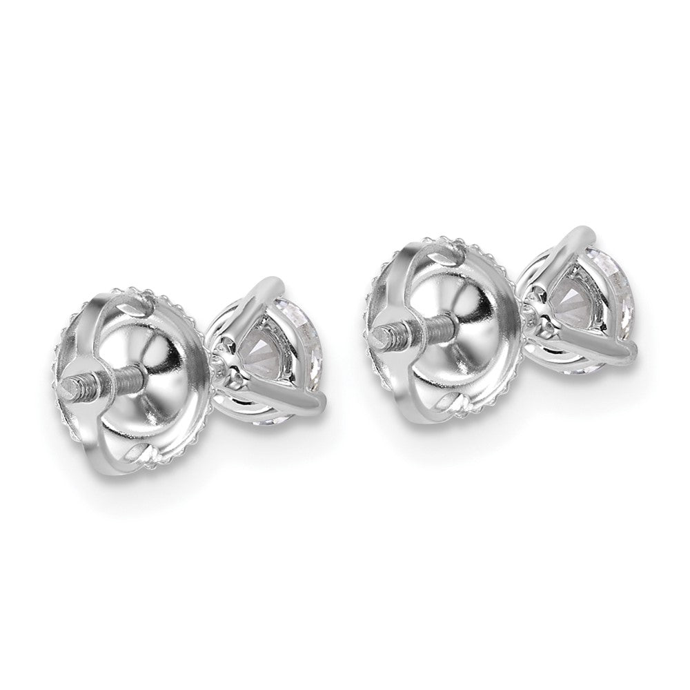14k White Gold 3/4 carat Certified Lab Grown Diamond VS/SI+ G+ Round Complete Three Prong Screwback Stud Earrings