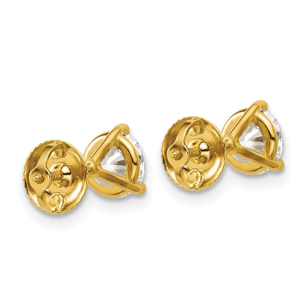 14k 1 1/2 carat Lab Grown Diamond VS/SI+ G+ Round Complete Three Prong Screwback Stud Earrings